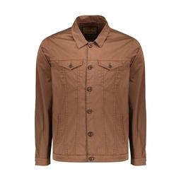 کاپشن کتان مردانه طرح لی - چهار جیب - به رنگ شکلاتی - یقه برگرگردان - تولید پاتن جامه می باشد - مناس