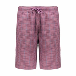 شلوارک کمر کش مردانه تولید پاتن جامه می باشد - فاق متوسط - به رنگ صورتی - پارچه چهار خانه - مناسب بر