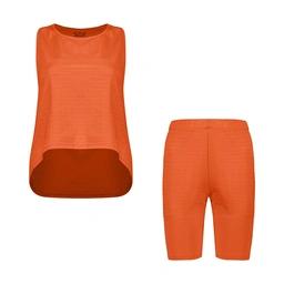 تاپ و شلوارک زنانه مدل قهرمانی تولید پاتن جامه می باشد - یقه گرد - جلوی تاپ کوتاه تر از پشت کار می ب