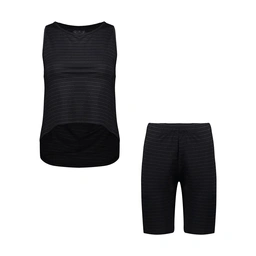 تاپ و شلوارک زنانه مدل قهرمانی تولید پاتن جامه می باشد - یقه گرد - جلوی تاپ کوتاه تر از پشت کار می ب