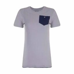 تیشرت زنانه آستین کوتاه - بسیار خنک و نازک - جنس نخی - جیب دار - یقه گرد - به رنگ یاسی - مناسب برای 