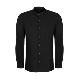 پیراهن آستین بلند مردانه پارچه ساده رنگ مشکی , 97 درصد پنبه و 3 درصد لاکرا / مناسب برای تمامی فصول م