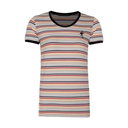 تیشرت یقه گرد زنانه - آستین کوتاه - پارچه طرح دار ( راه راه ساده ) -تولید کارخانه پاتن جامه می باشد 