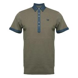 پولو شرت آستین کوتاه - جنس: جودون / 3% لاکرا ( کش ) - پارچه : ساده - یقه برگردان جین - دارای 6 دکمه 