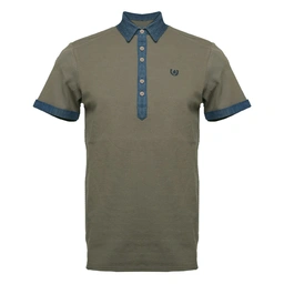 پولو شرت آستین کوتاه - جنس: جودون / 3% لاکرا ( کش ) - پارچه : ساده - یقه برگردان جین - دارای 6 دکمه 