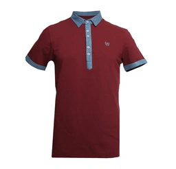 پولو شرت آستین کوتاه - جنس: جودون / 3% لاکرا ( کش ) - پارچه : ساده - یقه برگردان جین - دارای 6 دکمه 