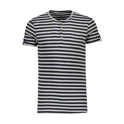 تیشرت آستین کوتاه مردانه - بافت پارچه : رینگر ( راه راه ) - یقه گرد - سه دکمه - جنس : صد در صد پنبه 