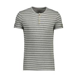 تیشرت آستین کوتاه مردانه - بافت پارچه : رینگر ( راه راه ) - یقه گرد - سه دکمه - جنس : صد در صد پنبه 