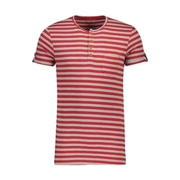 تیشرت آستین کوتاه مردانه - بافت پارچه : رینگر ( راه راه ) - یقه گرد - سه دکمه - جنس : صد در صد پنبه 