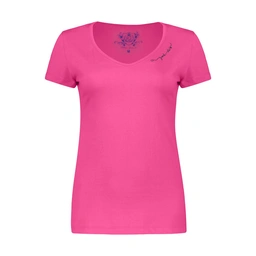 تیشرت آستین کوتاه زنانه تولید شرکت پاتن جامه- جنس : پنبه/پنبه - دارای گلدوزی کنار یقه روی سینه می با