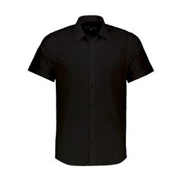 پیراهن آستین کوناه مردانه رنگ مشکی تولید پاتن جامه می باشد. جنس پیراهن تترون / پلی استر - پنبه می با