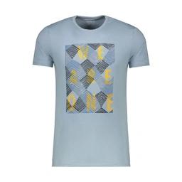 تیشرت آستین کوتاه چاپدار آبی روشن پاتن جامه. تی شرت یقه گرد آستین کوتاه.