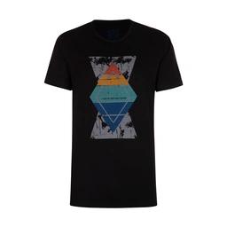 تیشرت آستین کوتاه چاپدار مشکی پاتن جامه. تی شرت یقه گرد آستین کوتاه.