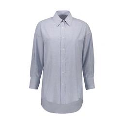 شومیز پیراهن زنانه برند پاتن جامه / جنس پارچه صد در صد پنه (نخی ) / طرح راه راه ریز آبی تیره - سفید 