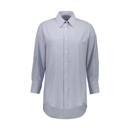 شومیز پیراهن زنانه برند پاتن جامه / جنس پارچه صد در صد پنه (نخی ) / طرح راه راه ریز آبی تیره - سفید 