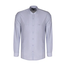 پیراهن آستین بلند مردانه یقه ایستاده طرح راه راه مدل معمولی. 