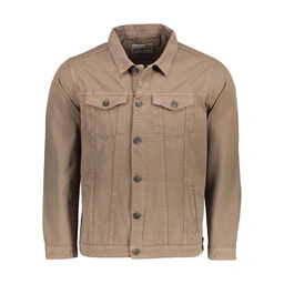 کت پاییزه مردانه قهوه ای روشن. کت صد در صد کتان بدون آستری دو جیب در دار روی سینه. 