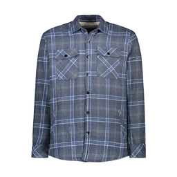 کاپشن پیراهنی پشمی ضخیم مردانه طرح چهارخانه آبی.