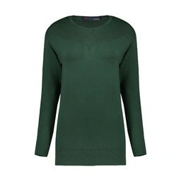 بافت زنانه تولید پاتن جامه می باشد - یقه کار گرد می باشد - طرح زیر یقه توری می باشد - قد تا روی باسن