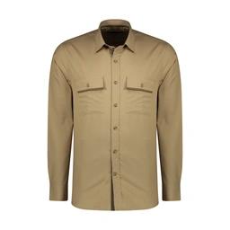 پیراهن آستین بلند مردانه رنگ کرم / استایل رگولار (معمولی) - جنس تترون 65 درصد پنبه - 35 درصد پلی است