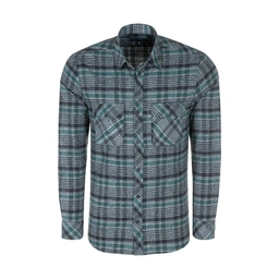 پیراهن آستین بلند پشمی مردانه طرح چهار خانه رنگ سبز مدل رگولار از فروشگاه پاتن جامه. 