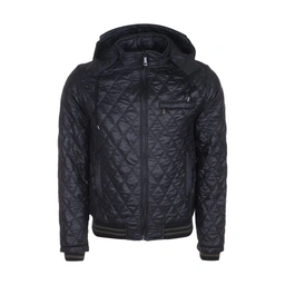 کاپشن شمعی مردانه کلاهدار تولید پاتن جامه می باشد. کاپشن از جنس شمعی (پلی استر) با طرح لوزی و دارای 