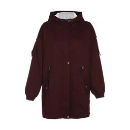 کاپشن کتان زنانه زرشکی داخل خزدار (رنگ سفید) می باشد. کاپشن ضخیم می باشد مچ و پایین کاپشن کشبافت می 