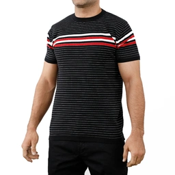 خرید پلیور آستین کوتاه مردانه صد در صد پنبه. پلیور آستین کوتاه نخی طرح دار.  جنس تیشرت بافت (صد در ص