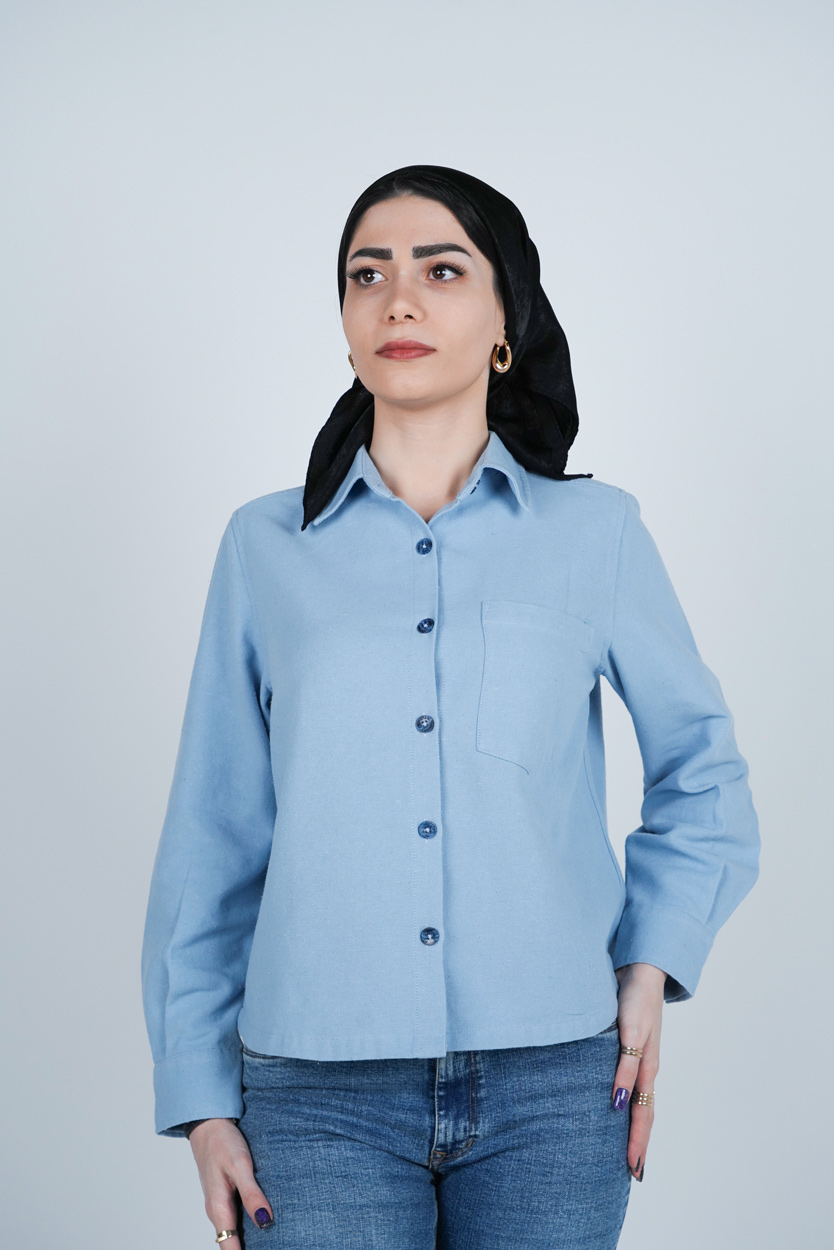 شومیز یقه برگردان کوتاه زنانه