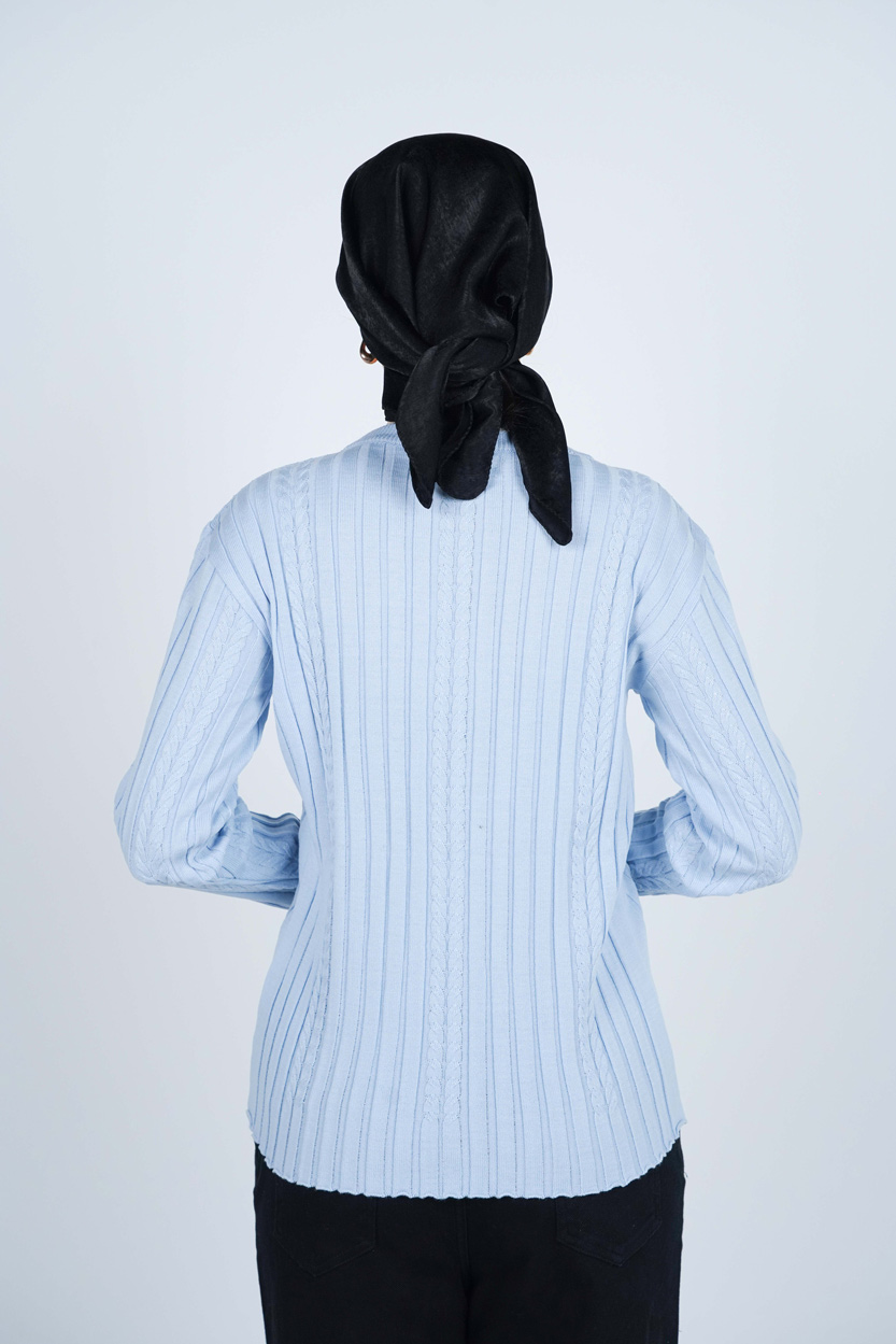 بافت یقه گرد آستین بلند زنانه  