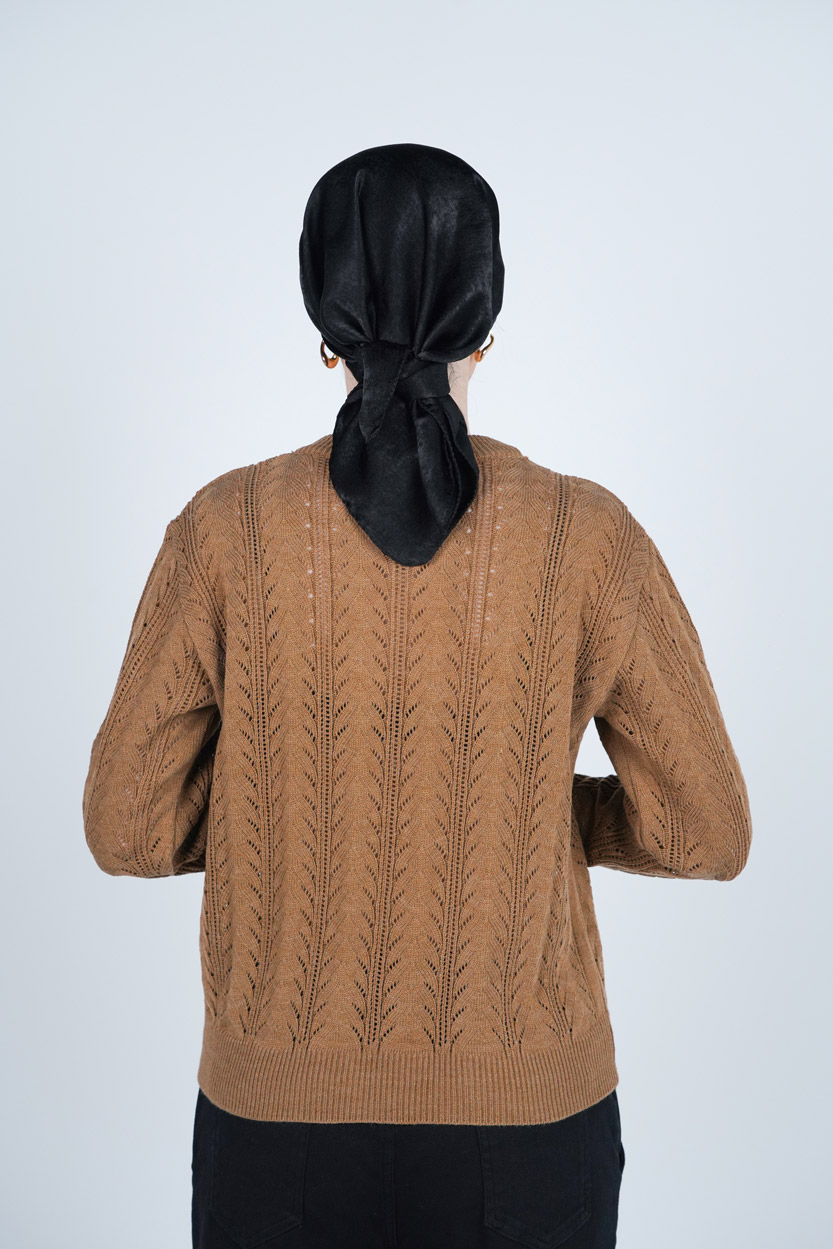 بافت آستین بلند یقه گرد زنانه 