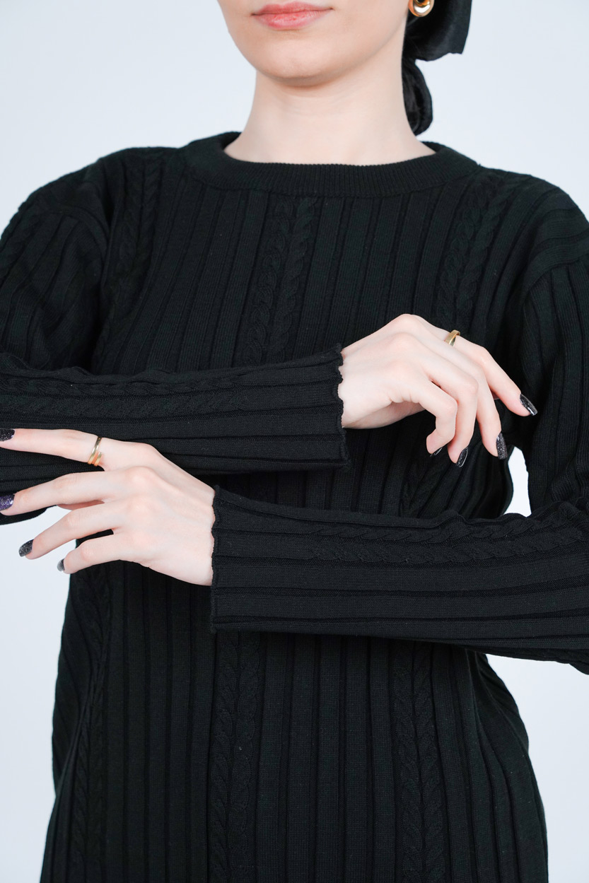 بافت یقه گرد آستین بلند زنانه 