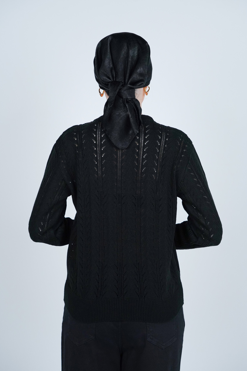 بافت آستین بلند یقه گرد زنانه 