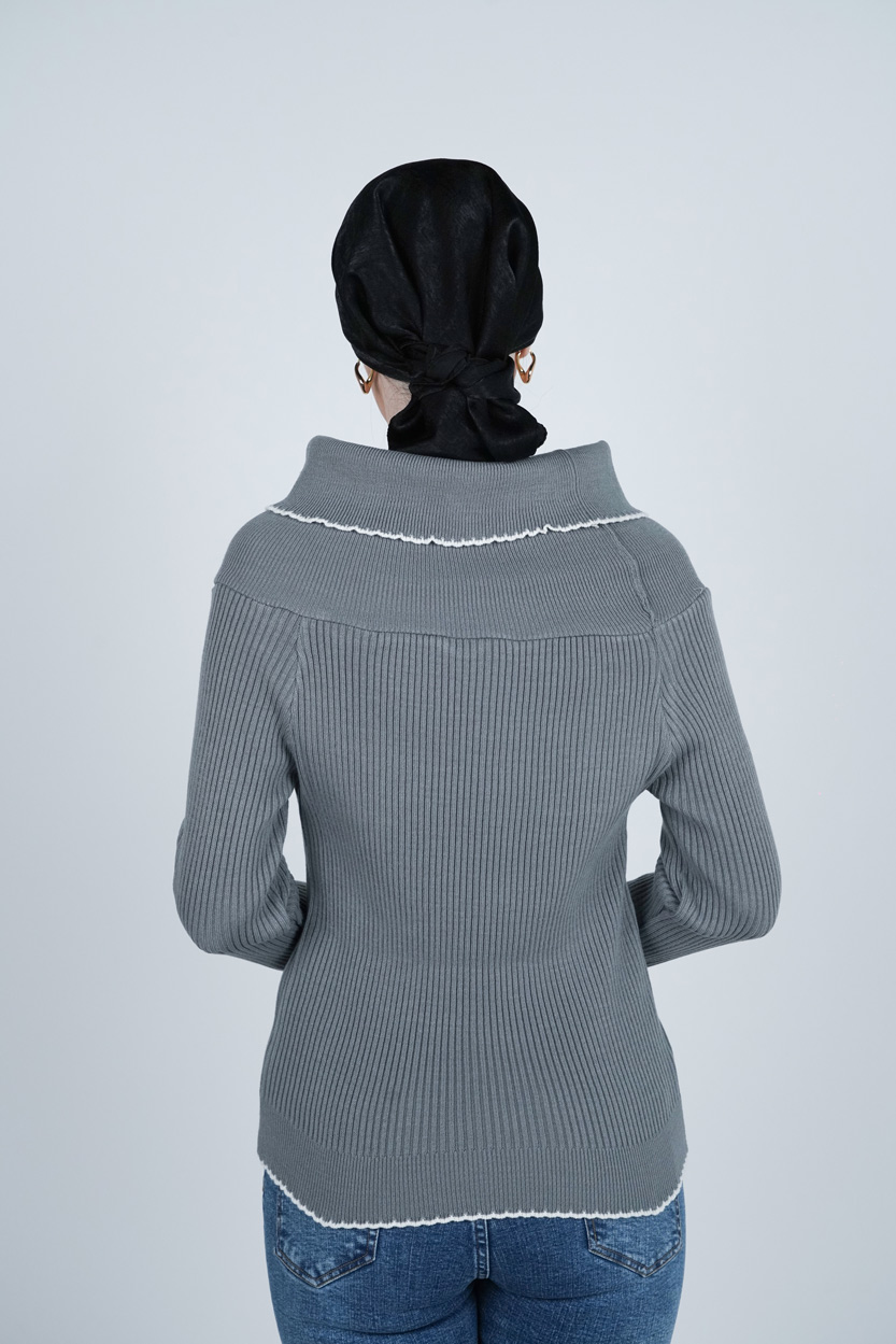 بافت آستین بلند یقه ایستاده زنانه  