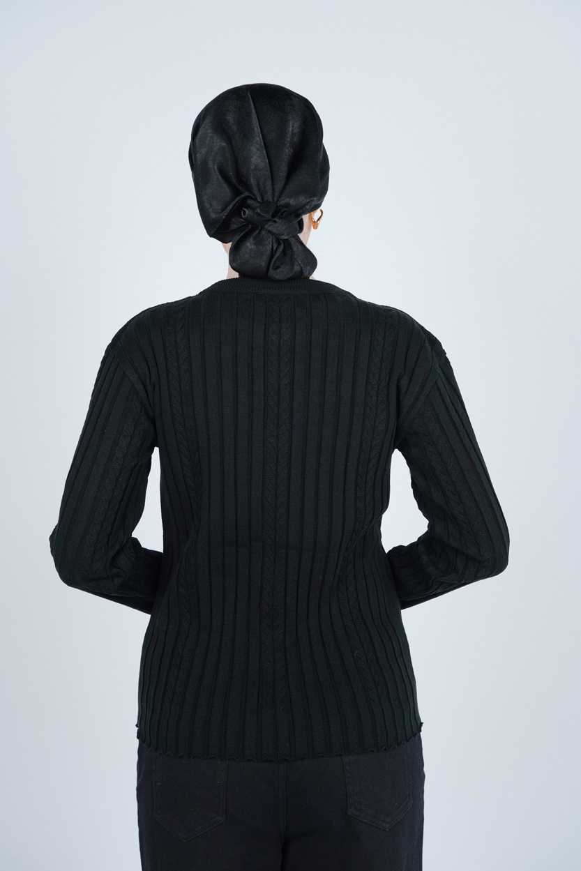 بافت یقه گرد آستین بلند زنانه 