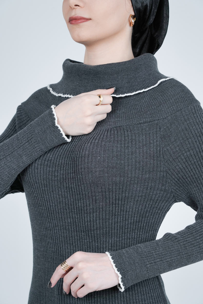 بافت آستین بلند یقه ایستاده زنانه  