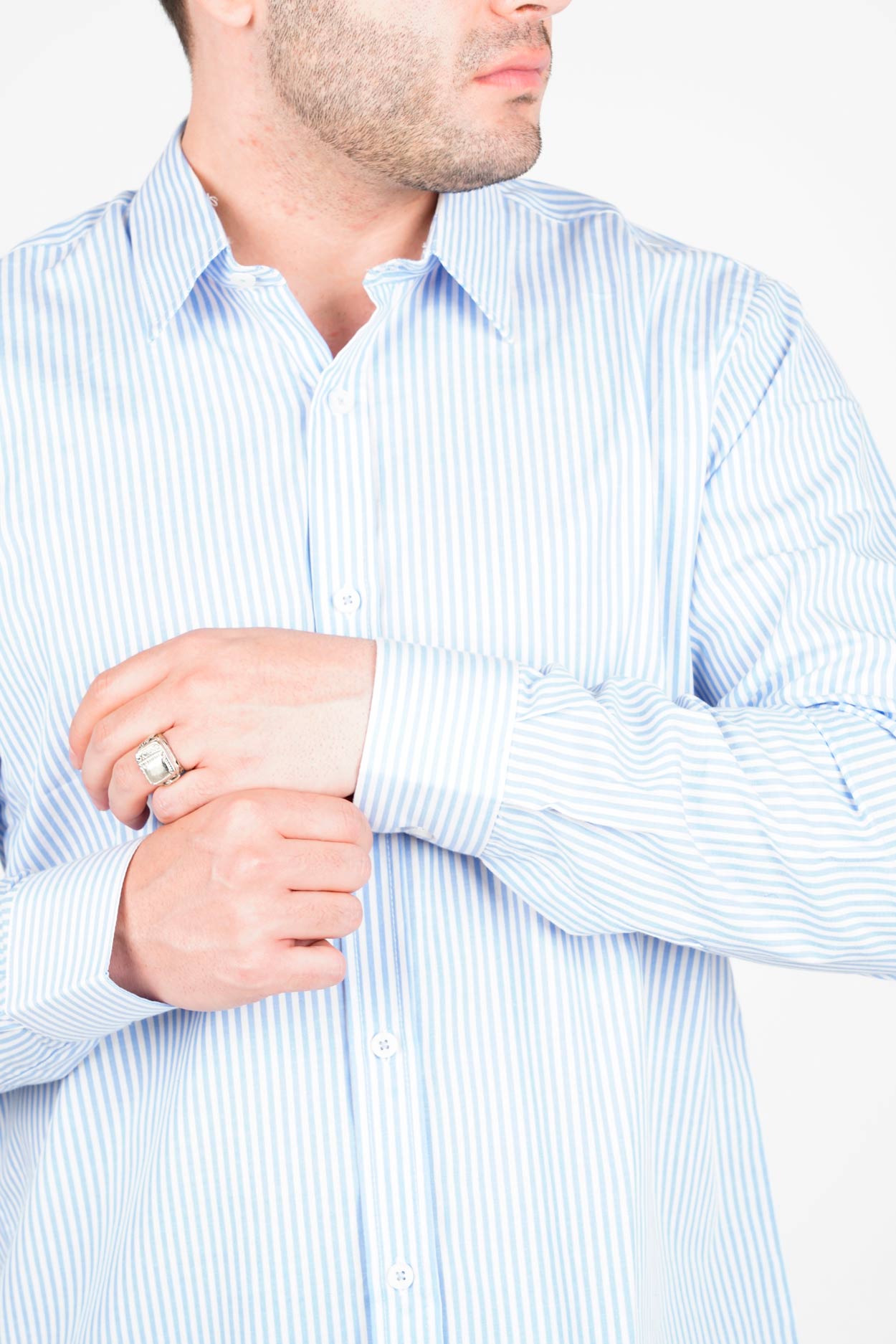 پیراهن آستین بلند یقه برگردان راه راه مردانه