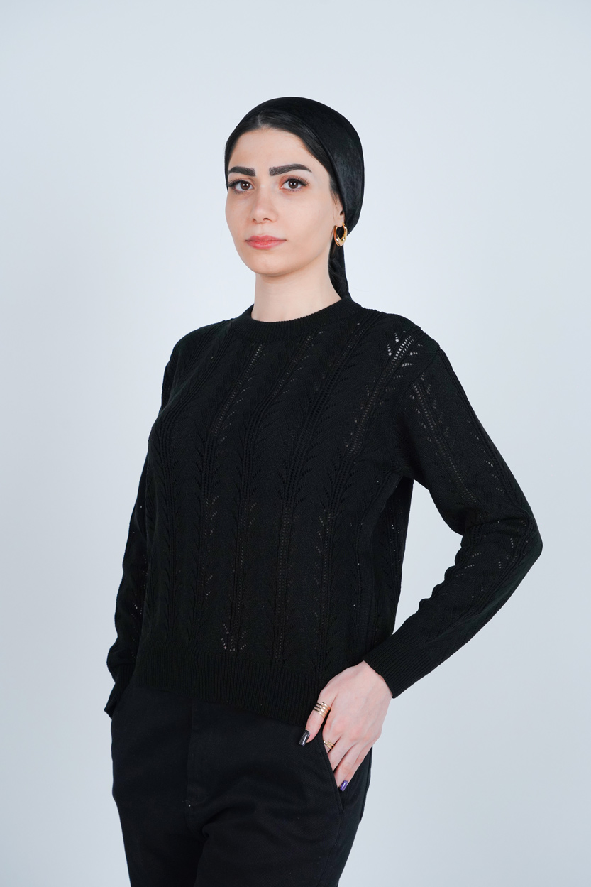 بافت آستین بلند یقه گرد زنانه 