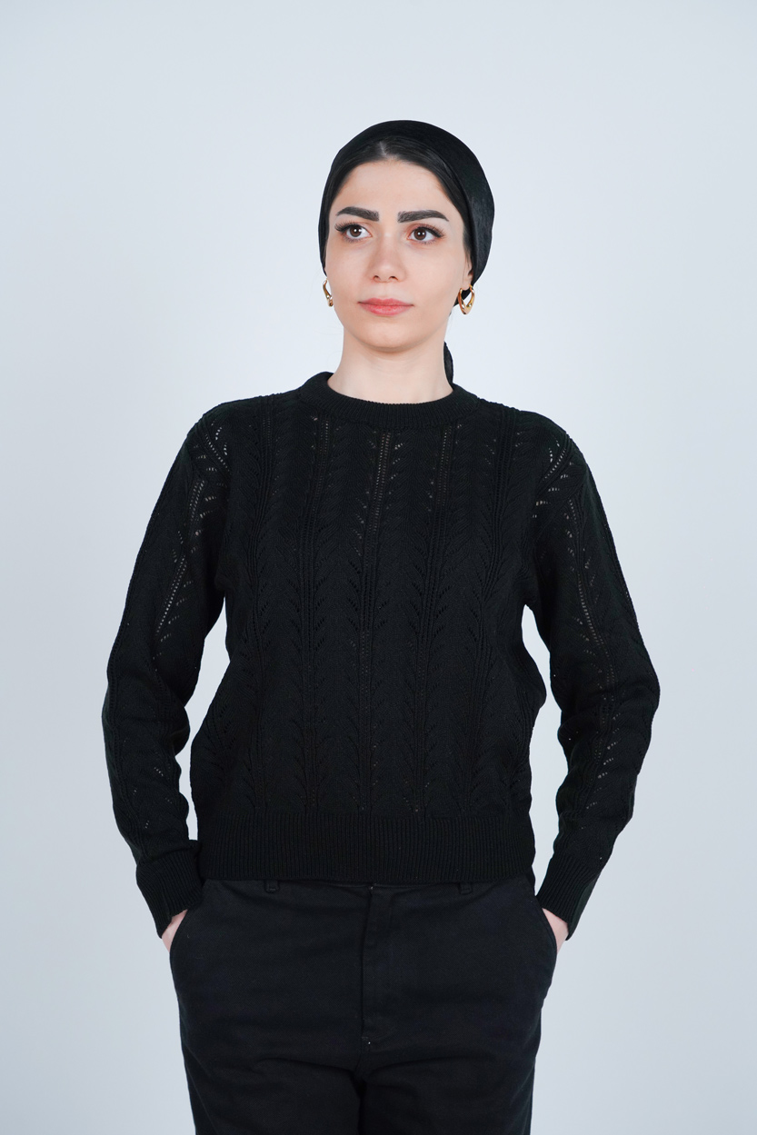 بافت آستین بلند یقه گرد زنانه 