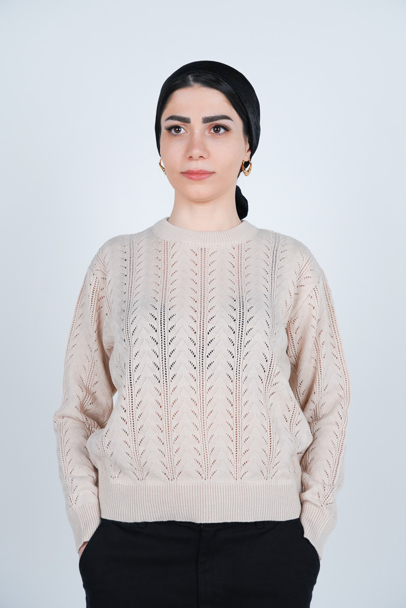 بافت آستین بلند یقه گرد زنانه