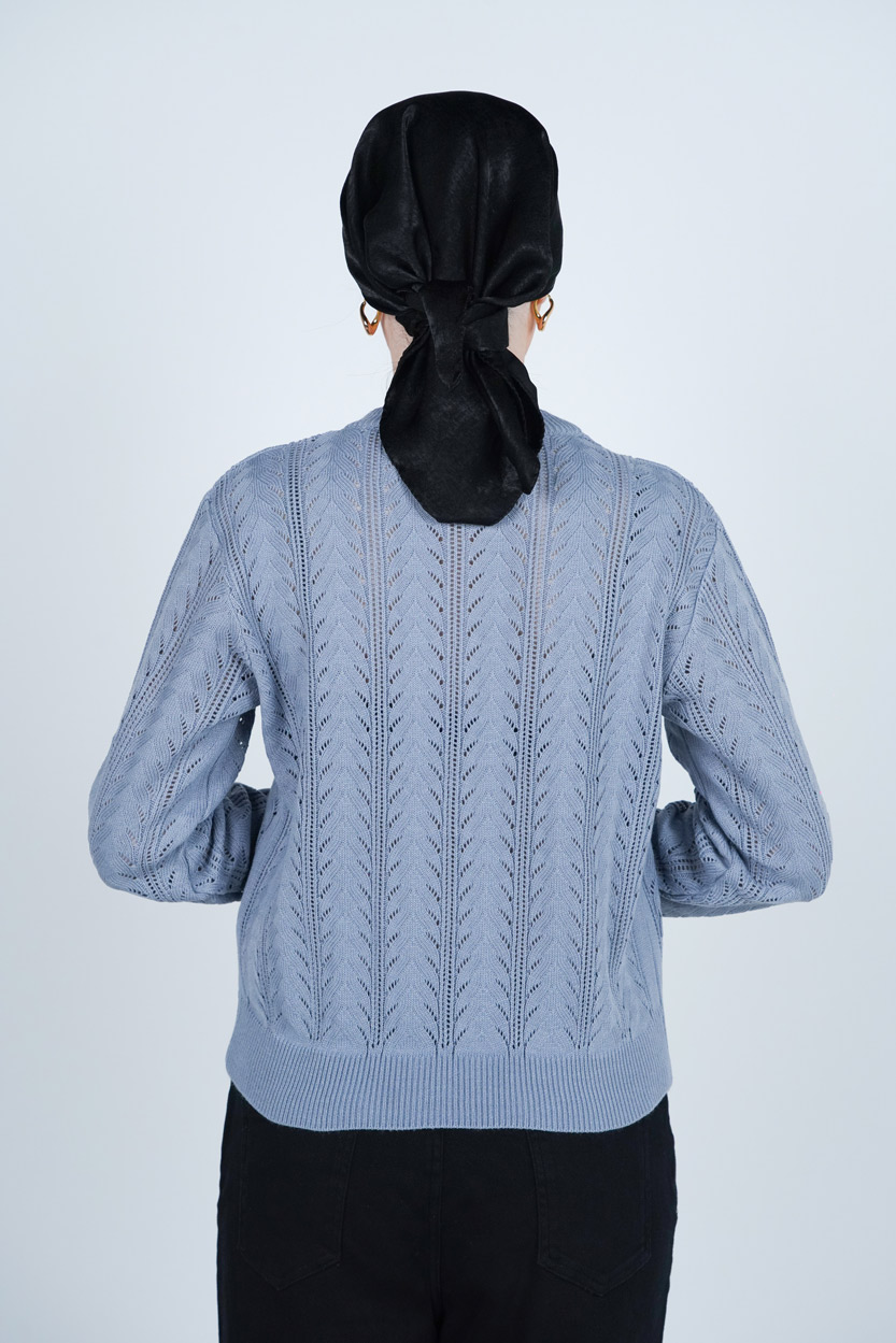 بافت آستین بلند یقه گرد زنانه 