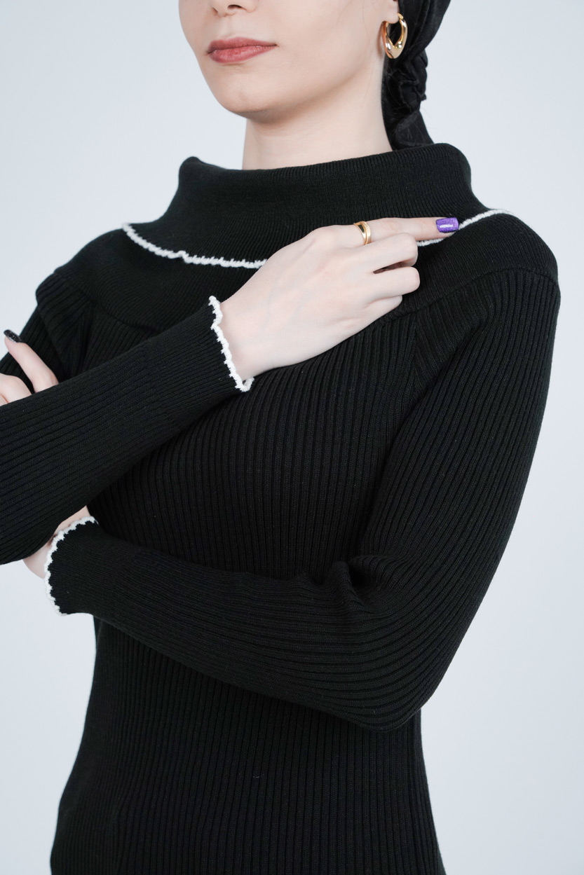 بافت آستین بلند یقه ایستاده زنانه  