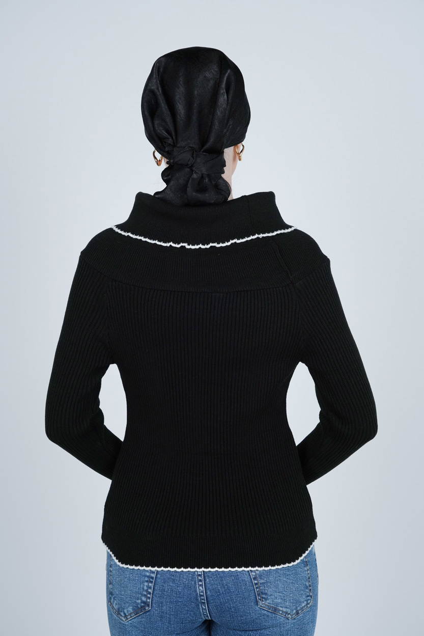 بافت آستین بلند یقه ایستاده زنانه  