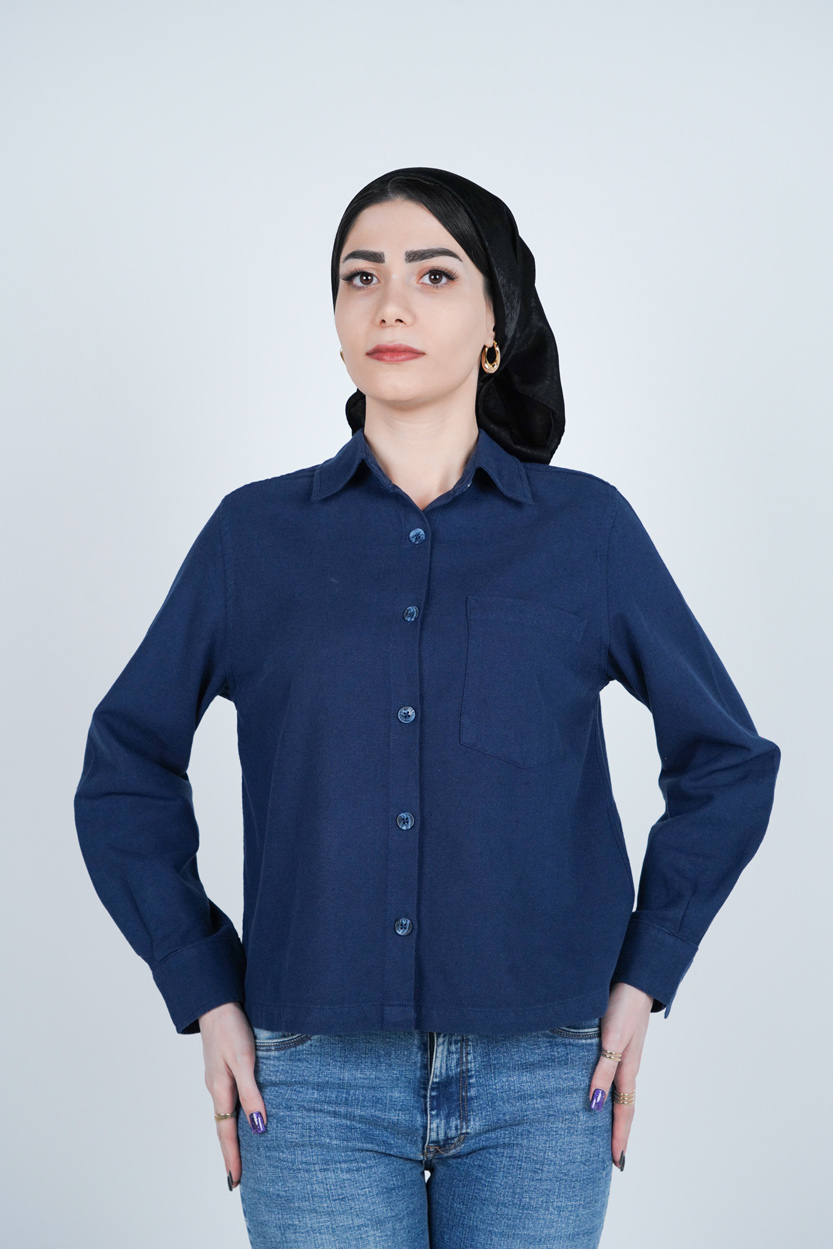 شومیز یقه برگردان کوتاه زنانه