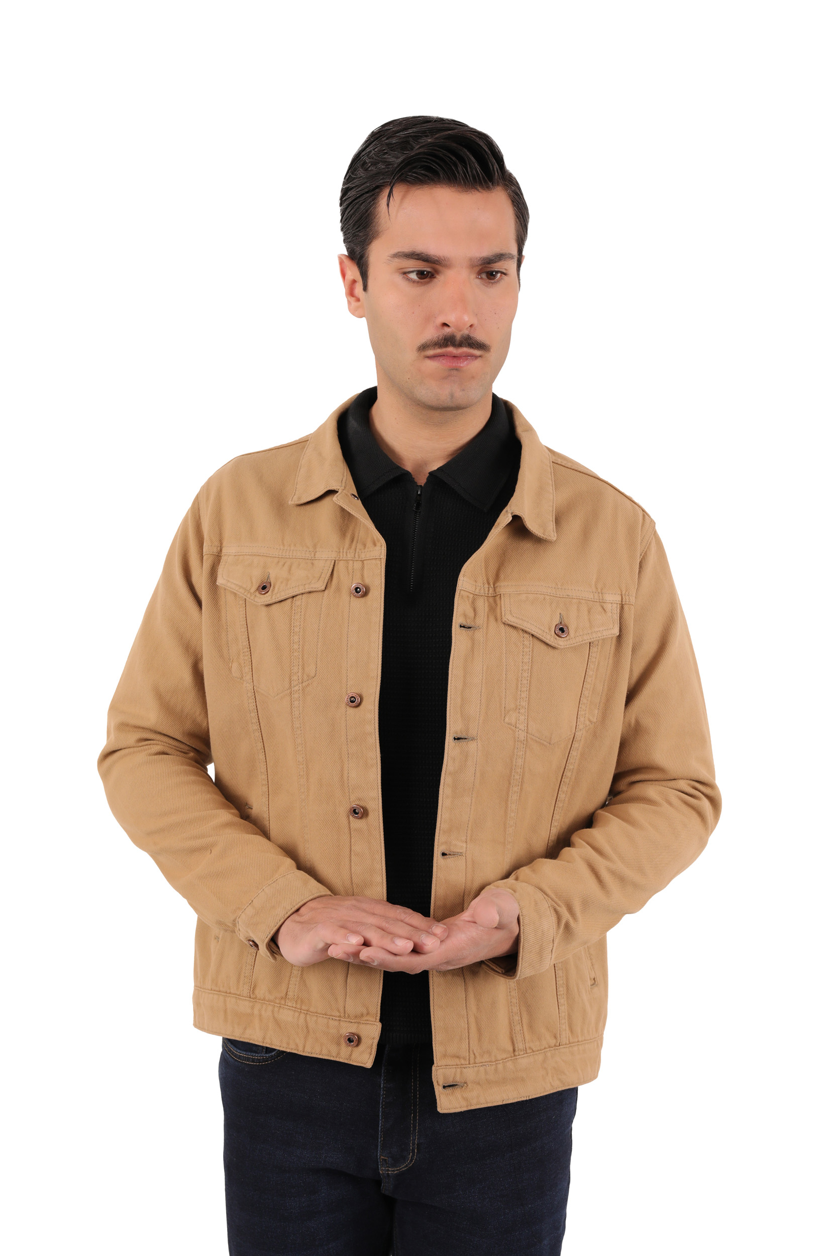 کاپشن کتان مردانه رنگ خردلی