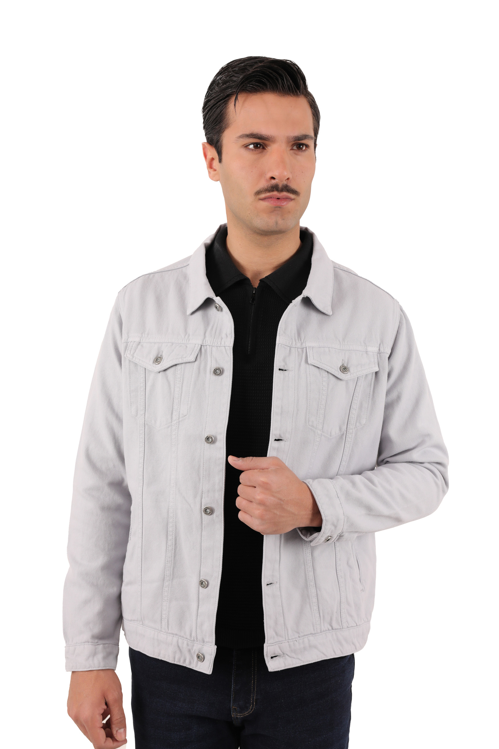 کاپشن کتان مردانه رنگ طوسی