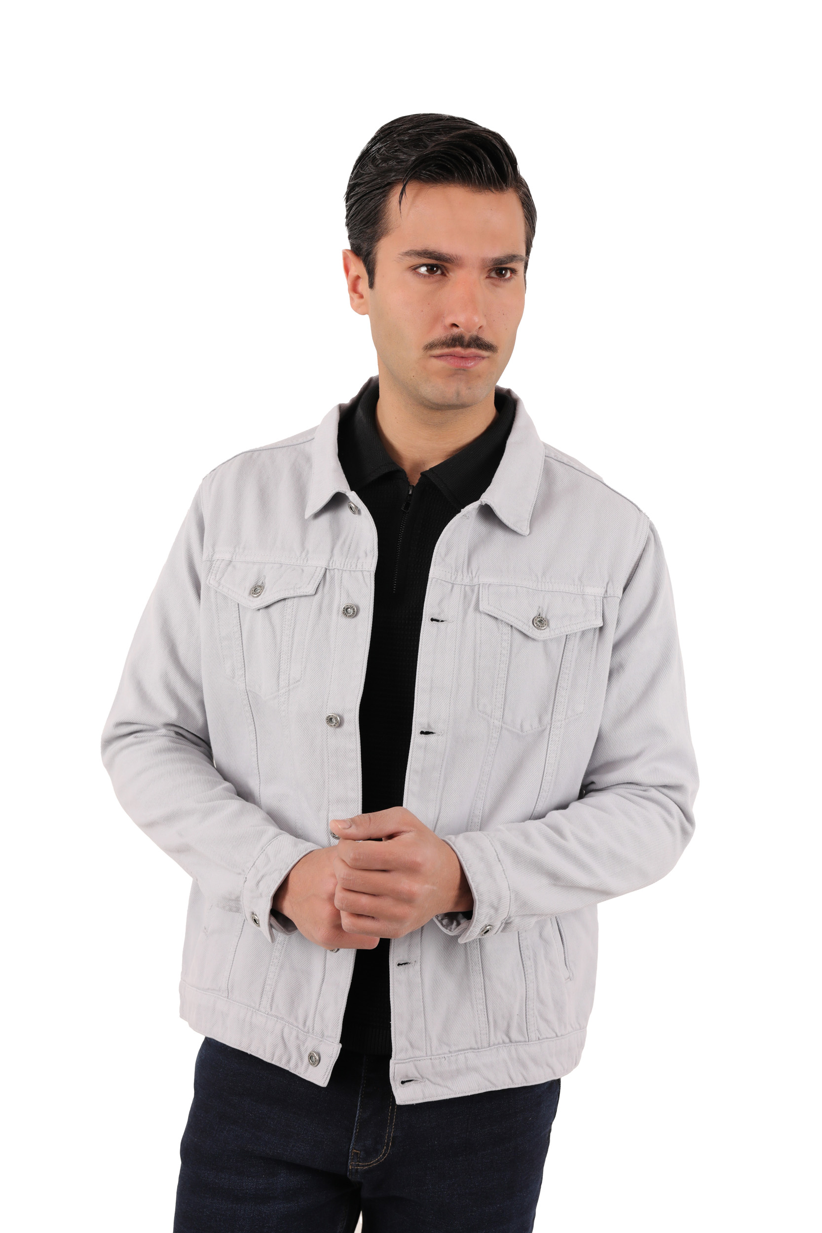 کاپشن کتان مردانه رنگ طوسی