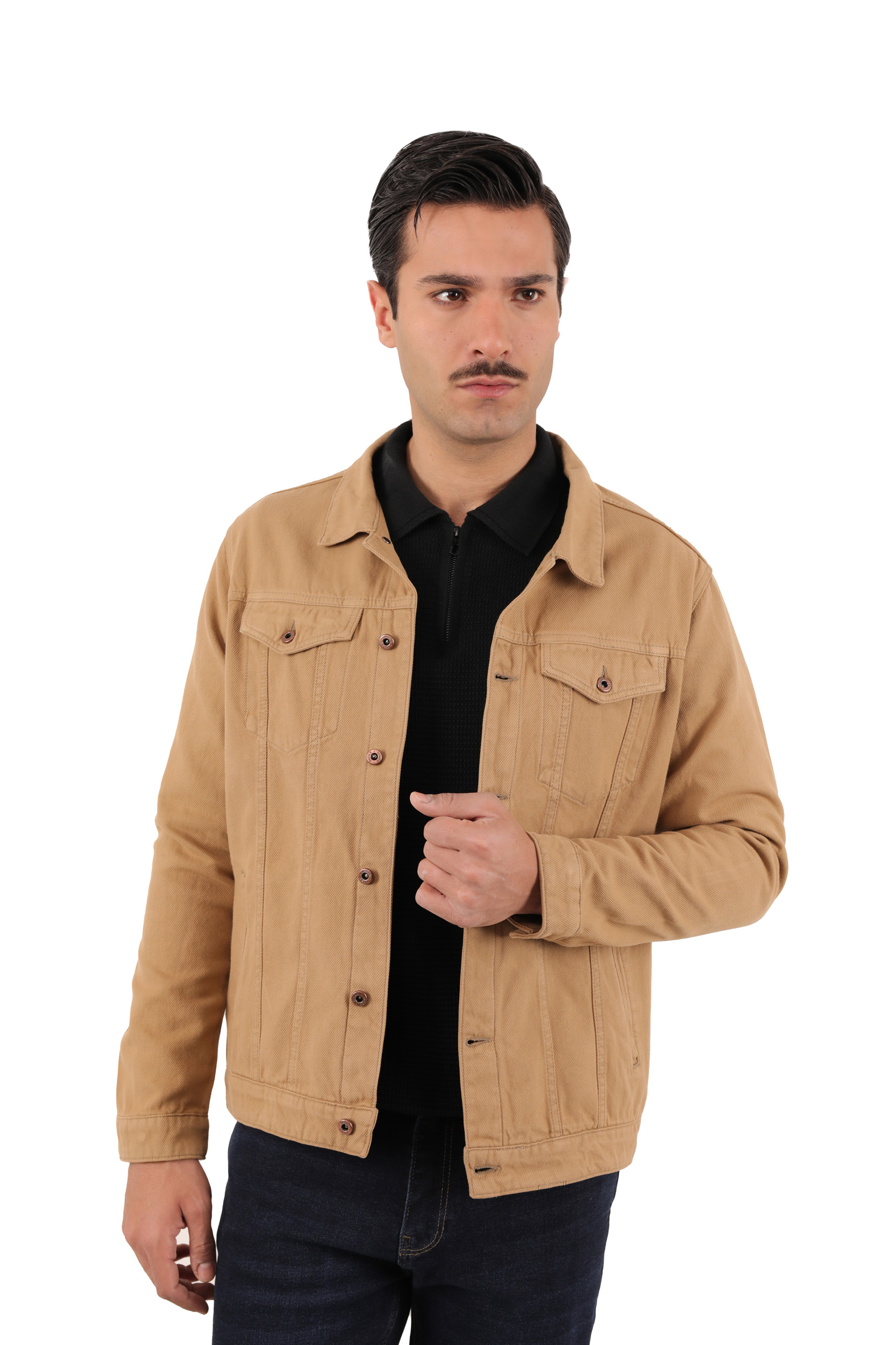 کاپشن کتان مردانه رنگ خردلی